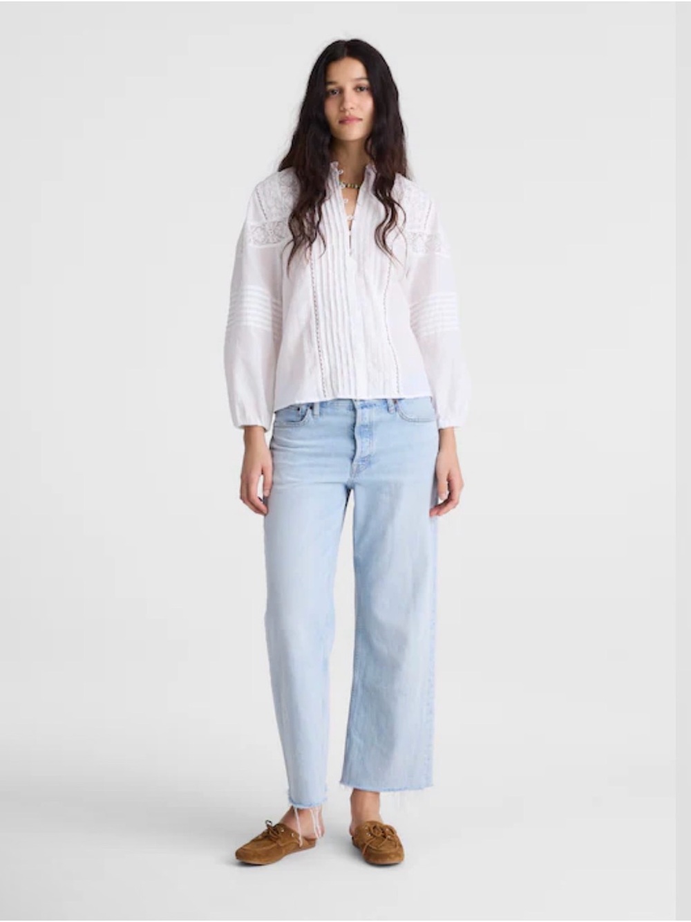 Madewell Ruffled High-Neck Pintuck Blouse size S - Picture 5 of 13